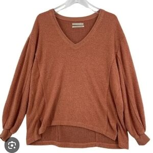 Rust V-Neck Women Top